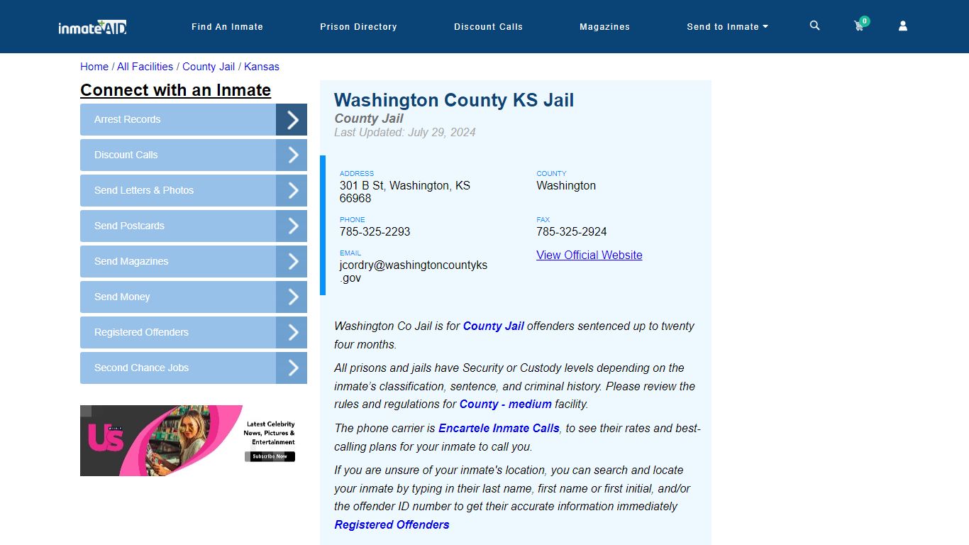 Washington County KS Jail - Inmate Locator