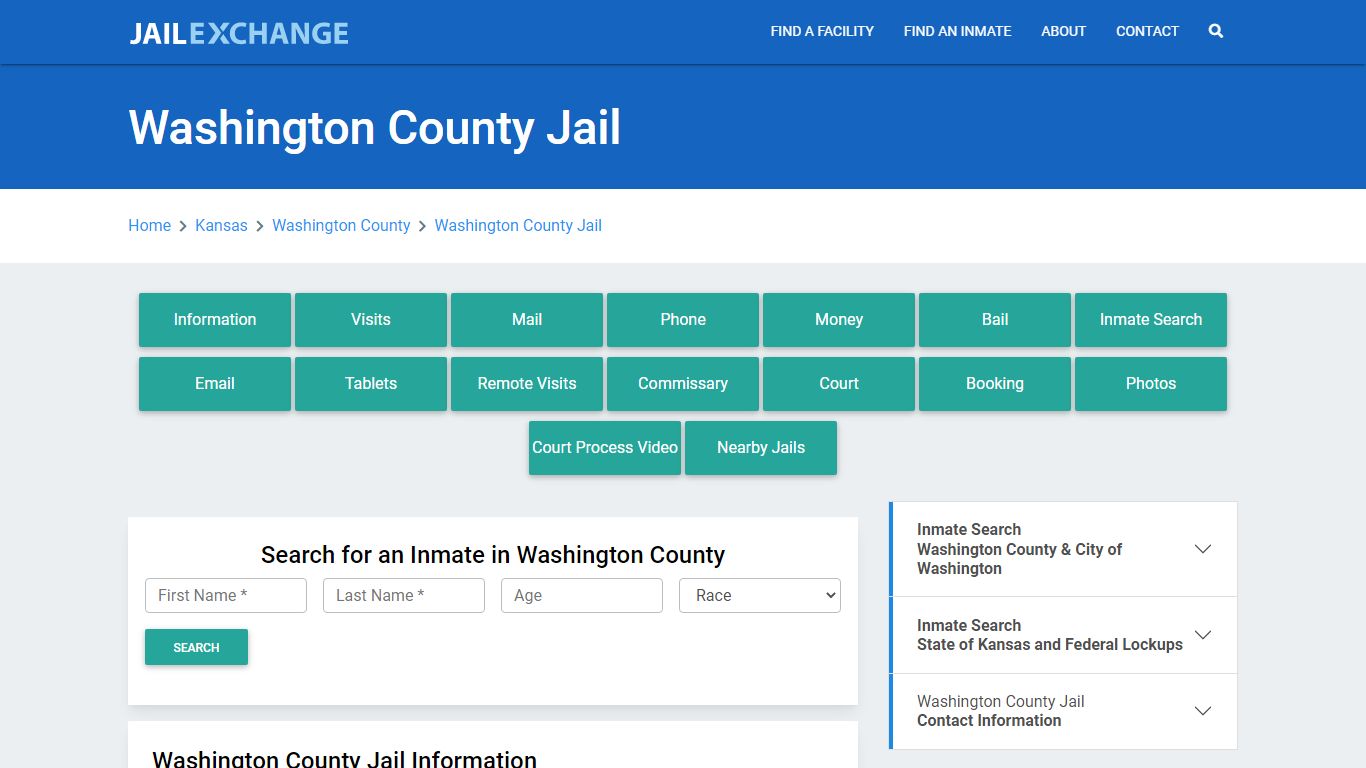 Washington County Jail Roster Lookup, KS, Inmate Search